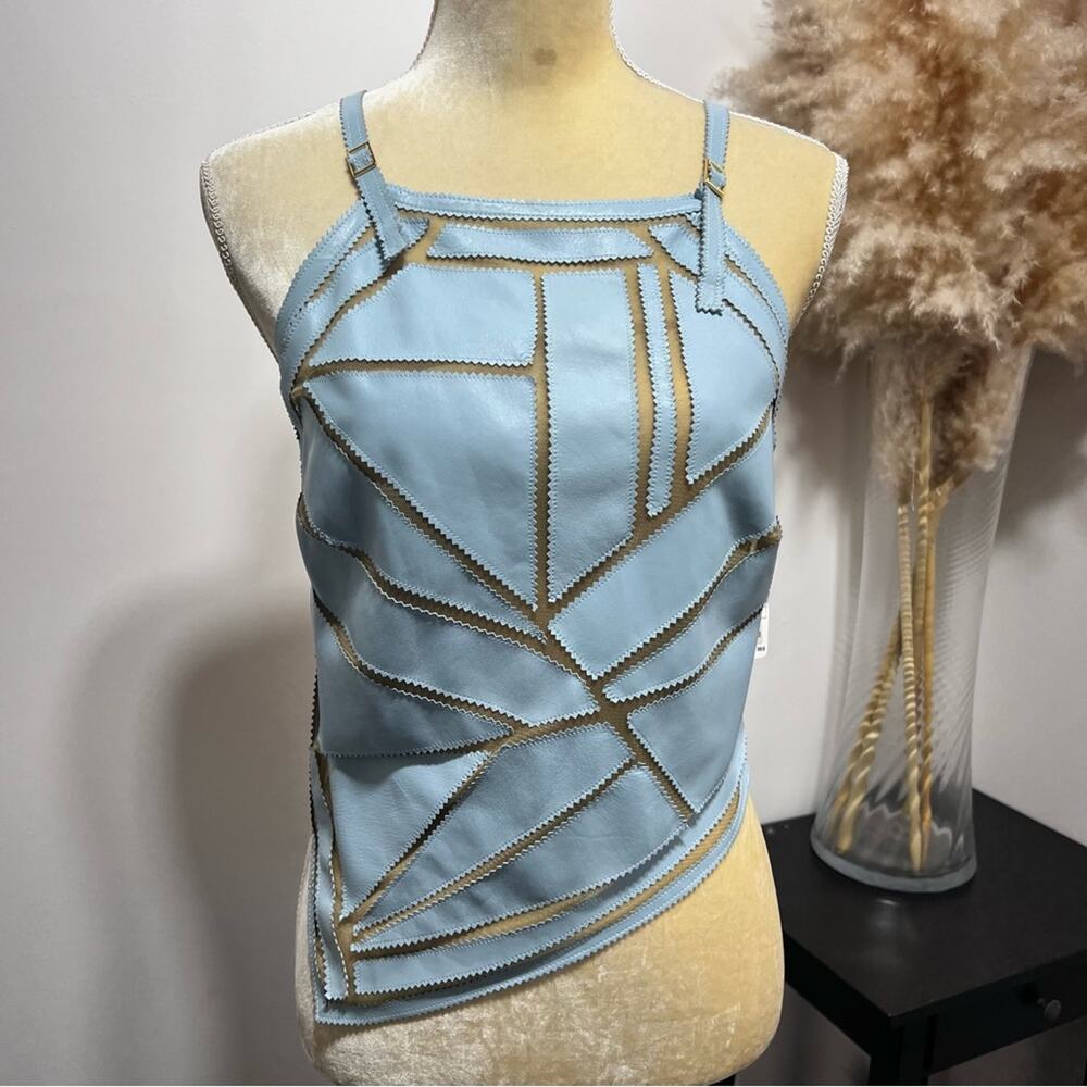 Hettabretz Vintage 2000’s Mesh/Sheepskin Asymmetric Top Size US 10 IT 44 NWT